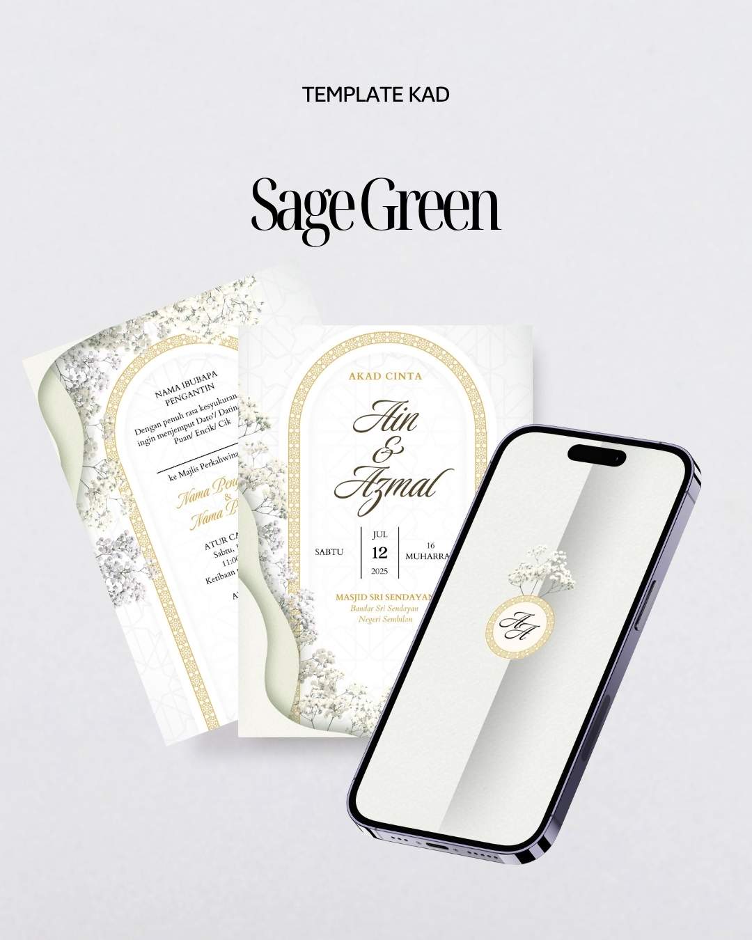 Template Kad Sage Green